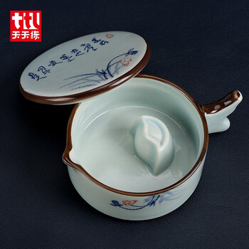 【全网低价，真便宜直播间】天天练(Tiantianlian)荷花墨池 带盖砚台墨海陶瓷水洗笔掭墨碟文房四宝 TN-1838