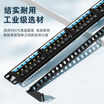 山泽六类配线架24口 CAT6类千兆网络配线架 工程级1U机架式机柜配线架 镀金版BL6-24