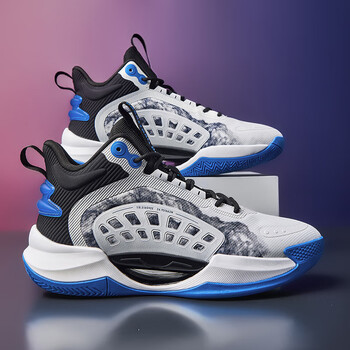 安錔男子国潮3彩绘透气网面高帮篮球鞋男鞋回弹减震运动鞋球鞋45大码