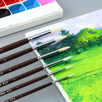 中盛画材(transon)油画笔 猪鬃圆头单支装水粉油画丙烯颜料专用画笔排笔 绘画手绘墙绘毛笔工具美术生6#美术写生