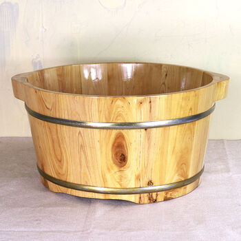 kedoety柏实木泡脚桶木质木桶泡脚用泡脚盆足疗桶洗脚盆带盖木盆 20高