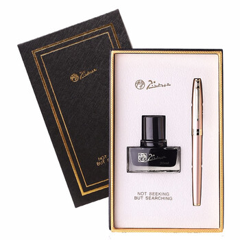 毕加索（pimio）钢笔礼盒 签字笔商务办公送礼男女开学礼物学生书法练字财务特细笔尖0.38mmT717玫瑰金