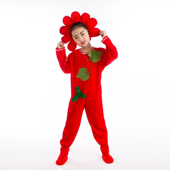 小花朵树叶小草儿童植物表演服装幼儿舞蹈服太阳花花朵演出服饰红色