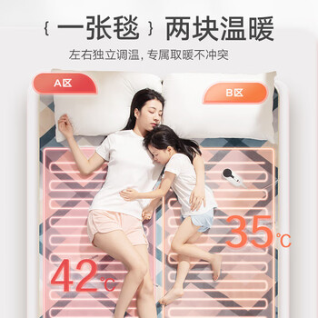 彩虹电热毯双人电褥子（长1.8米宽1.5米）拉毛绒自动断电双控定时除螨