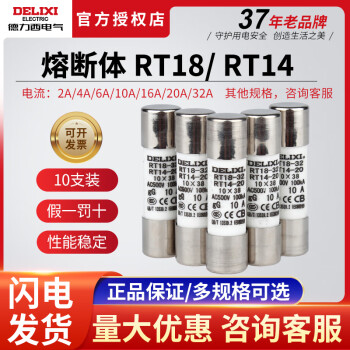 德力西10只装RT14-20(RT18)圆筒熔断器 熔芯 保险丝10*38 2A~32A 10A（10只装）