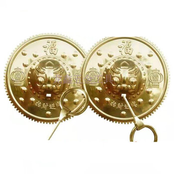 銅器 獣頭門環 獅子頭大門ノブ木戸門引環一対 装飾品 工芸品