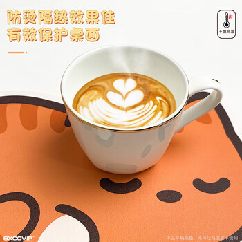 宜适酷(EXCO)萌猫鼠标垫小号 防水皮质可爱卡通动漫笔记本电脑办公游戏垫子女生9112