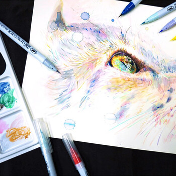 吴竹（KURETAKE）日本进口ZIG软尖笔水彩笔马克笔勾线笔48色套装RB-6000AT/48V元旦文具礼盒女孩生日礼物