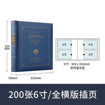 Nakabayashi仲林插袋式相册本200张6寸/复古影集/插页小家庭相薄照片书  蓝色 BPKG-200-4-B