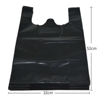 天平朝晖背心式手提垃圾袋黑色32*52cm100只加厚单面1丝垃圾清洁袋塑料袋