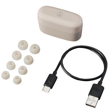 铁三角CKS30TW+ 真无线降噪蓝牙耳机 入耳式音乐重低音防水 兼容苹果手机 米色