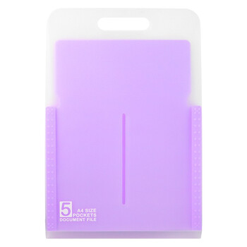 金得利 5格 A4竖式手提风琴包大容量竖款文件夹 学生用试卷资料收纳包文件袋透明多层分类文件包 紫色 DC7105