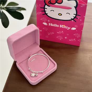 施华洛落世奇皓999银手镯女生hellokitty甜美可爱宝宝儿童足银手婴儿