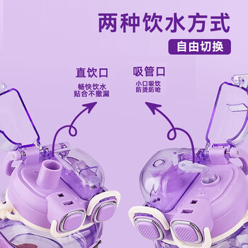 西多米儿童水杯tritan直饮双饮吸管杯大容量夏季小学生幼儿园水壶水杯子