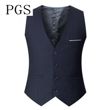 西装马甲夏薄免烫时尚西服小背心休闲职业正装马夹男 藏青色 精品款