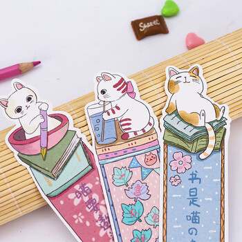佳茉猫书签儿童创意手绘纸质异形可爱卡通猫咪小学生书签送同学全班生日圣诞节元旦新年礼物伴手礼
