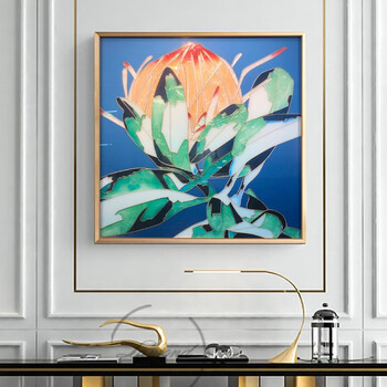 画龙珐琅彩手绘掐丝客厅沙发背景墙挂画现代简约装饰画高档轻奢工艺画