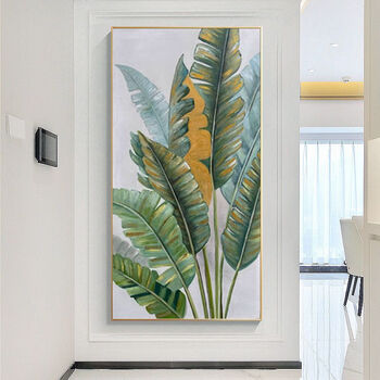 家大业大北欧风入户玄关装饰画芭蕉叶走廊过道挂画背景墙绿植壁画 e款