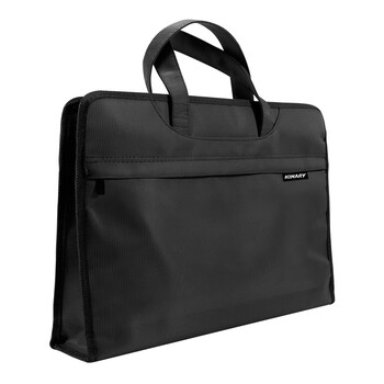 金得利经典直条纹立体手提包 双层隐形拉链男士商务包事务包公事包大容量多层分类收纳袋绅士黑 DC1915