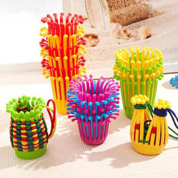 幼儿园区角玩具手工区生活区穿线玩教具儿童手工编织花篮10个 儿童