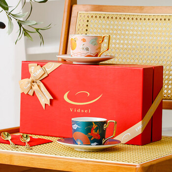 vidsel送新人新婚礼物咖啡杯对杯高档礼盒暖房礼物乔迁新家伴手礼陶瓷杯
