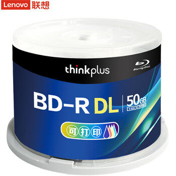 联想（Lenovo）BD-R DL 1-6速 50G 蓝光可打印 50片桶装 蓝光空白光盘 刻录光盘