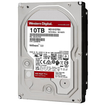 西部数据（WD）NAS机械硬盘 WD Red Plus 西数红盘 10TB 7200转 256MB SATA CMR 网络存储 3.5英寸 WD101EFBX