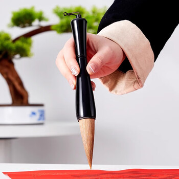 玉水湖黑牛角斗笔毛笔书法专用初学者写福字对联狼毫专业大号抓笔手写斗方大字提斗国画榜书 黑牛角狼毫