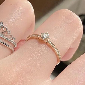 uhfr施华洛世奇在逃公主迪士尼钻戒 莫桑石烟花城堡戒指女玫瑰金叠戴