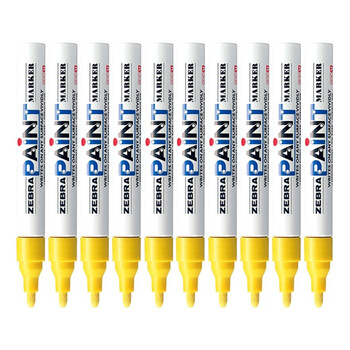 斑马牌（ZEBRA）油漆笔 油性记号笔 大号物流笔签名笔/马克笔 PAINT-MOP 黄色 10支装