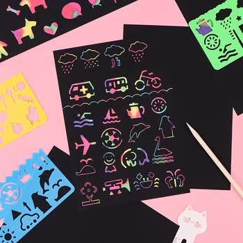 TaTanice【全网低价】儿童刮画纸32k 幼儿园炫彩刮刮画彩色小学生刮刮纸挂画纸 刮画纸10张