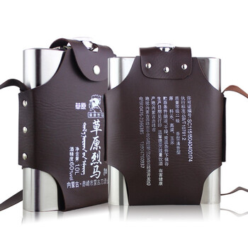 闷倒驴类白酒草原烈马清香型60度钢背壶蒙古酒1000ml