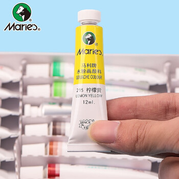 【超级爆款】马利(Marie's)水粉颜料盒装24色12ml 调色盘洗笔桶水粉纸画笔套装 美院学生初学者写生绘画水粉画颜料套装 速写 马克笔绘画