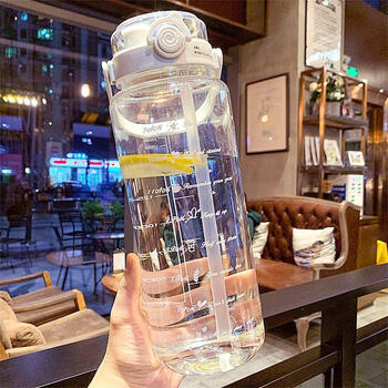 水杯大肚杯男生女生高颜值ins大杯子运动水瓶水壶白色1500ml一个装送