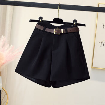 fiery youth卡其色西装短裤女夏秋新款高腰收腹显瘦a字宽松打底外穿阔