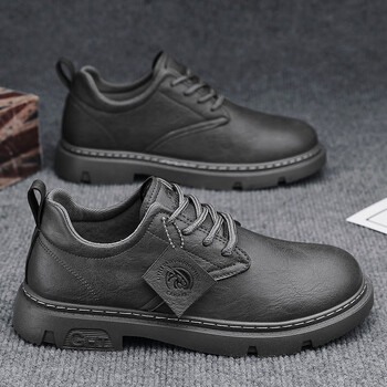 双星黑色男鞋秋季运动休闲厨房厨师工作上班防滑耐磨防油劳保皮鞋潮鞋