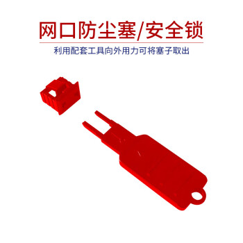 索厉 网口锁 可拆卸网口塞/RJ45端口锁/电脑交换机工控机/工具20把+红色500个/外盖式防尘塞/ 20193