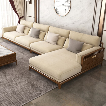 百方家具 沙发 实木沙发新中式白蜡木现代简约大小户型客厅布艺沙发