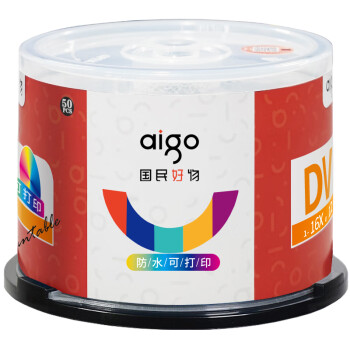 爱国者（aigo） DVD+R 空白光盘/刻录盘 16速4.7GB 桶装50片 可打印