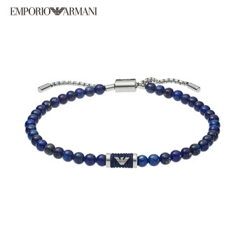 阿玛尼（EmporioArmani） 男士手链 蓝色男士宝石串珠鹰标手链 送男友礼物 EGS2612040 蓝色
