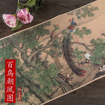 清国　大型　永興典當行封藏 棲禽図 名家 【沈銓 】 氏の書卷绘 卷绘未開封箱 清国永興典當行封藏 棲禽図 名家 【沈銓 】 氏の書卷绘 卷绘未開封箱