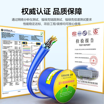 山泽山泽超六类万兆双屏蔽网线【纯铜芯】CAT6A类工程家装抗干扰降衰减 网络宽带POE箱线305米 LC6305