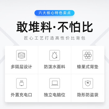 马可·莱登双肩背包男士通勤大容量书包商务旅行包电脑包MR9668典雅黑升级款