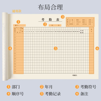 西玛(SIMAA)【全网低价】考勤表记工本31天出勤表50张 3本装 考勤薄排班表上班登记簿记录本签到表6765 西玛(SIMAA)【全网低价】考勤表记工本31天出勤表50张 3本装 考勤薄排班表上班登记簿记录本签到表6765