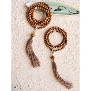 adrius印度老山檀香手持佛珠手串提珠檀木手链108念珠长项链沉水6mm