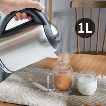 格来德（Grelide）电热水壶 烧水壶304不锈钢电水壶小型1升煮水壶自动断电防干烧开水壶 WKF-210S 不锈钢色