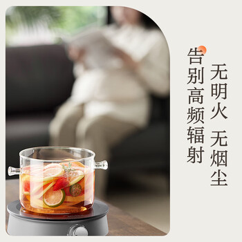 美的（Midea）电陶炉电磁炉围炉煮茶小型一人迷你800W炒菜火锅炉多功能电池炉电磁灶不挑锅具小巧玲珑HW08EY08