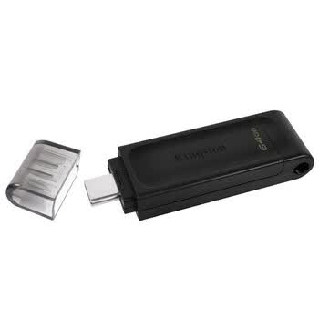金士顿（Kingston）64GB USB3.2 Gen1 Type-C 大容量手机U盘 DT70 黑色 适用安卓苹果 车载手机电脑通用优盘