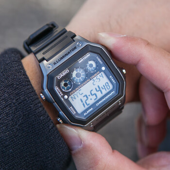 卡西欧(casio) 卡西欧运动手表复古学生户外方形电子男表ae-1200whd