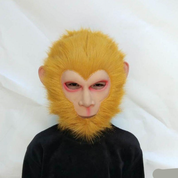 孙悟空面具带真美猴王小孩大人头套悟空佛帽子乳胶人造长毛模仿秀演出